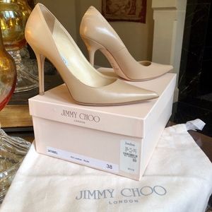 Jimmy Choo Abel 100mm Nude Pumps 38/Size 8